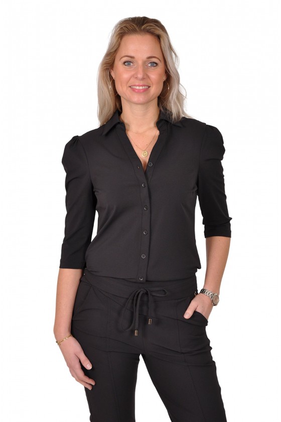 Travelstof blouse Elisa zwart Daelin