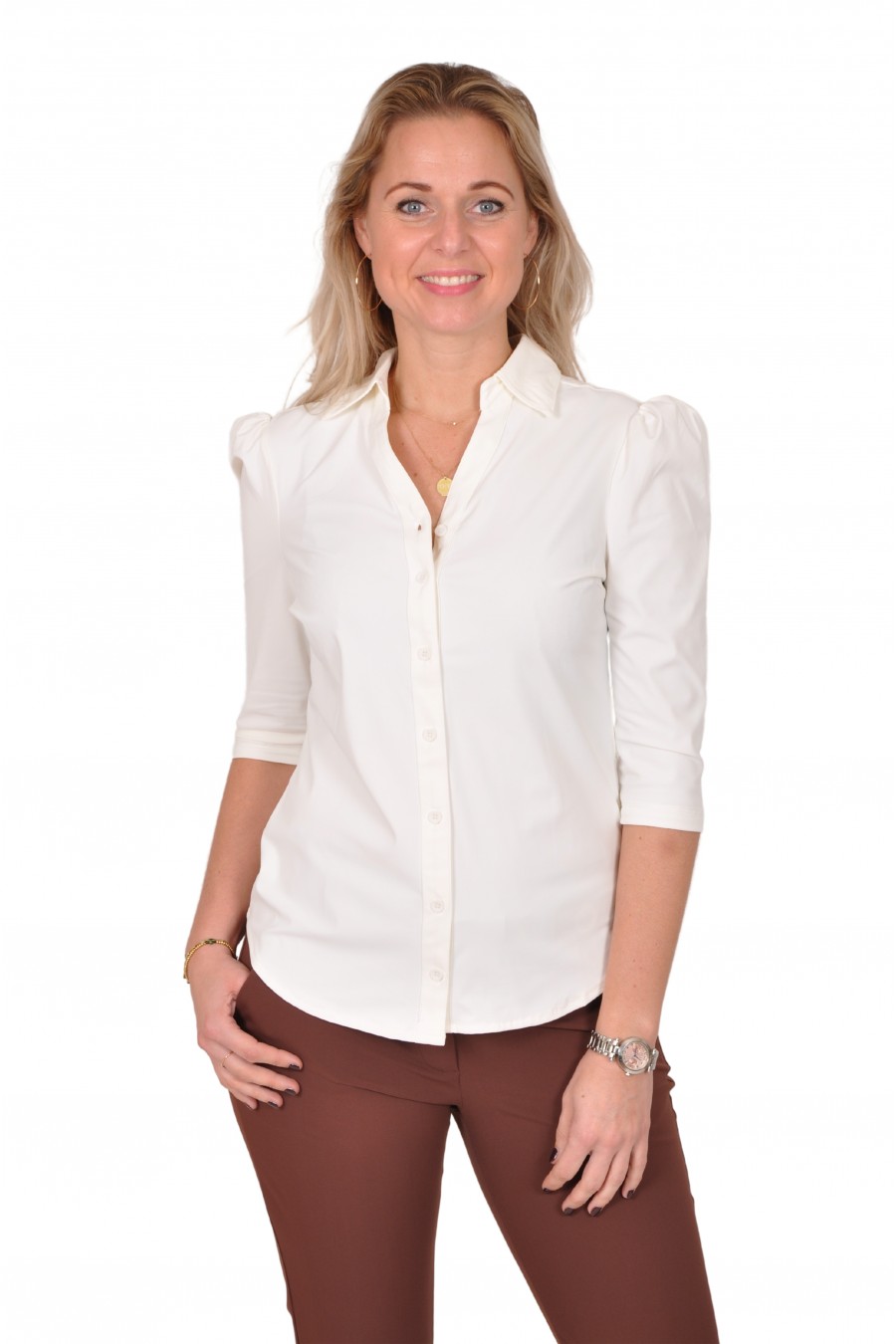 Travelstof blouse Elisa offwhite Daelin