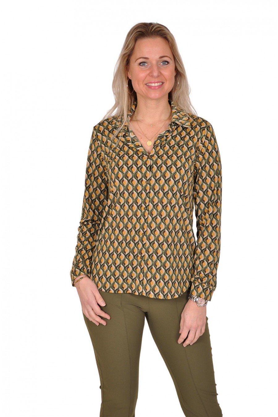 All-over print stretch blouse Citroen army Chastar