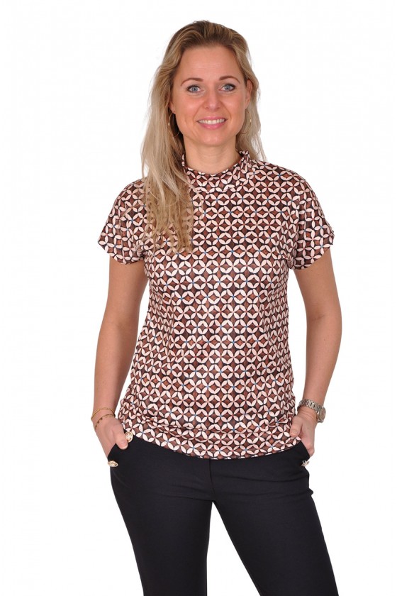 All-over print stretch top Grace turtle bruin