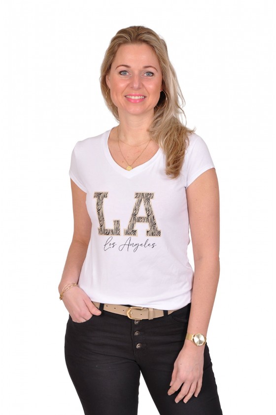 Savinni T-shirt LA wit-beige Savinni