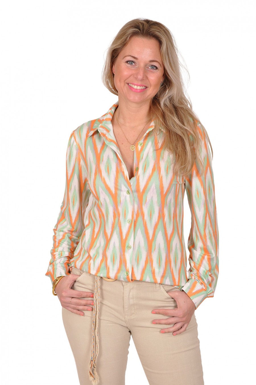 Stretch blouse Tiffany oranje Savinni