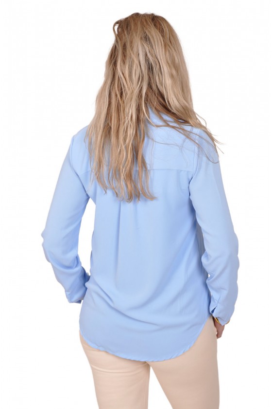 Basic effen blouse lichtblauw