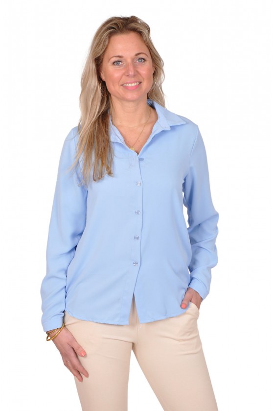Basic effen blouse lichtblauw