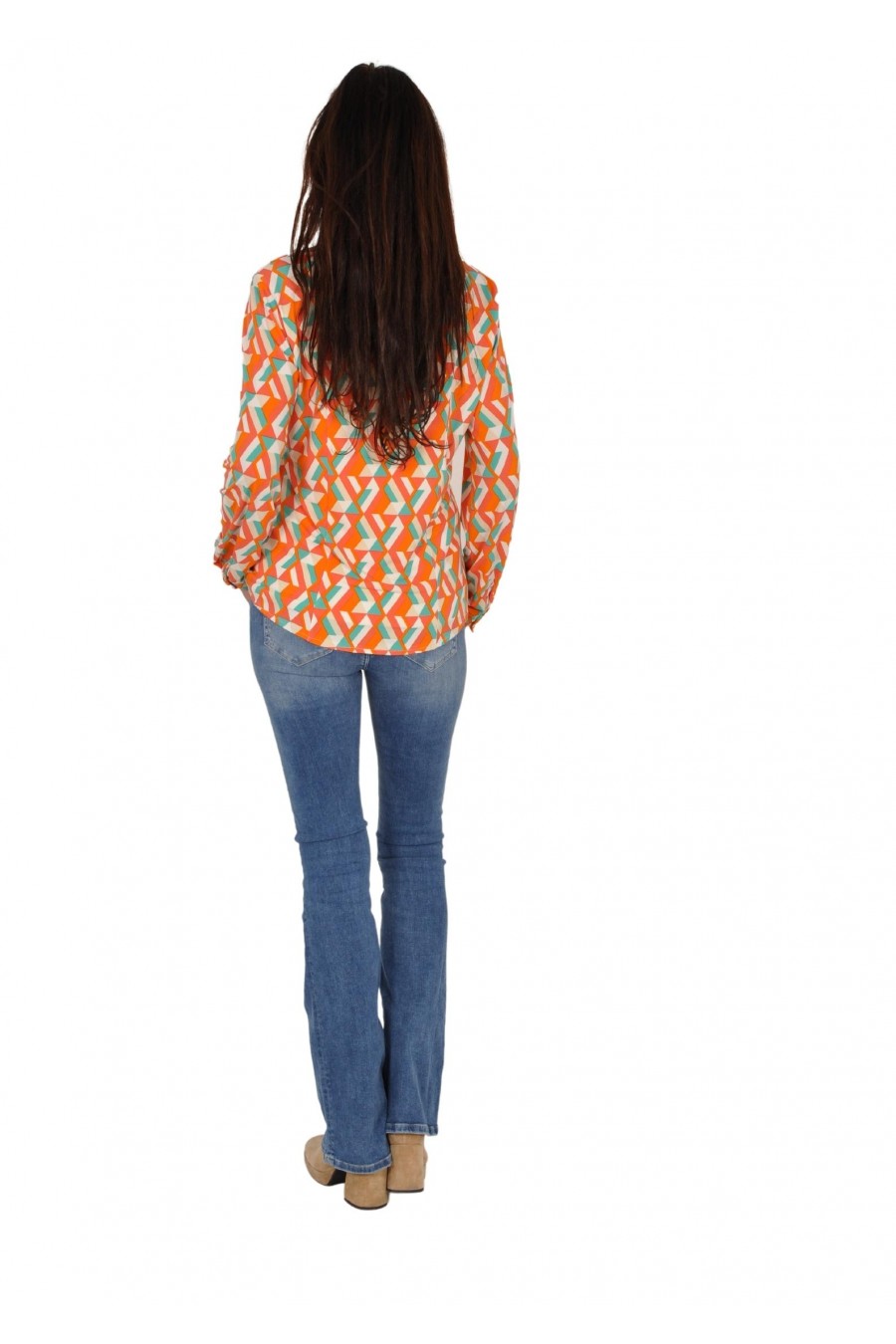 Kleurrijke travelstof blouse van Vera Jo Vera Jo