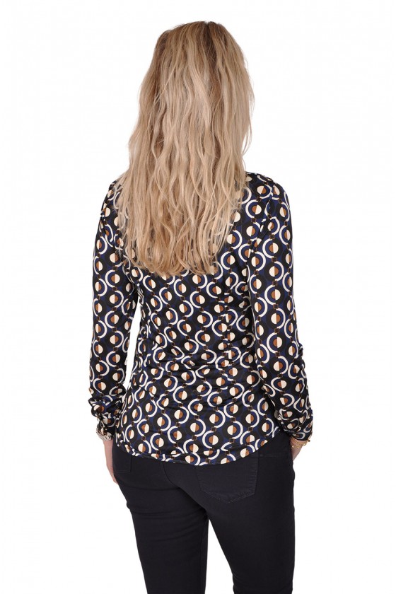 All-over print stretch blouse Penny navy