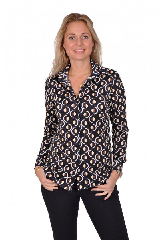 All-over print stretch blouse Penny navy Chastar