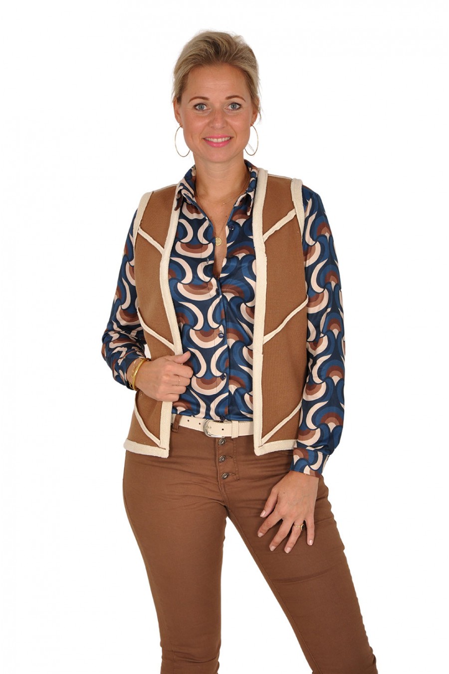 Soft gilet camel-ivoor Chastar