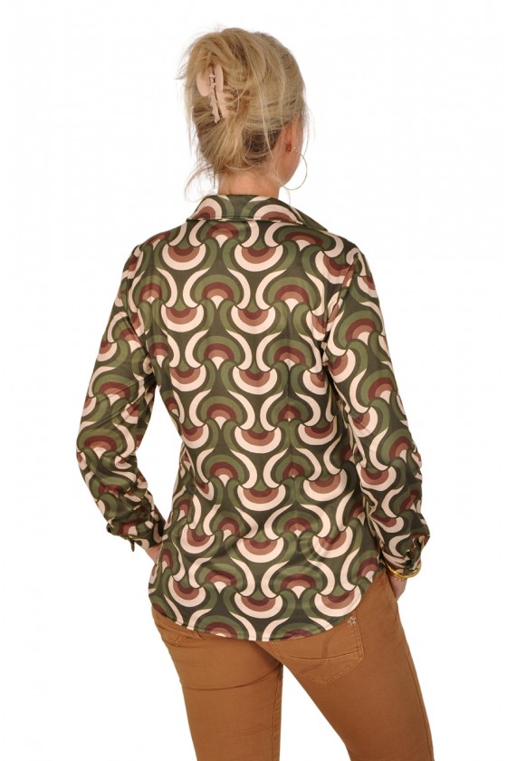 Soft stretch blouse Noli army-bruin