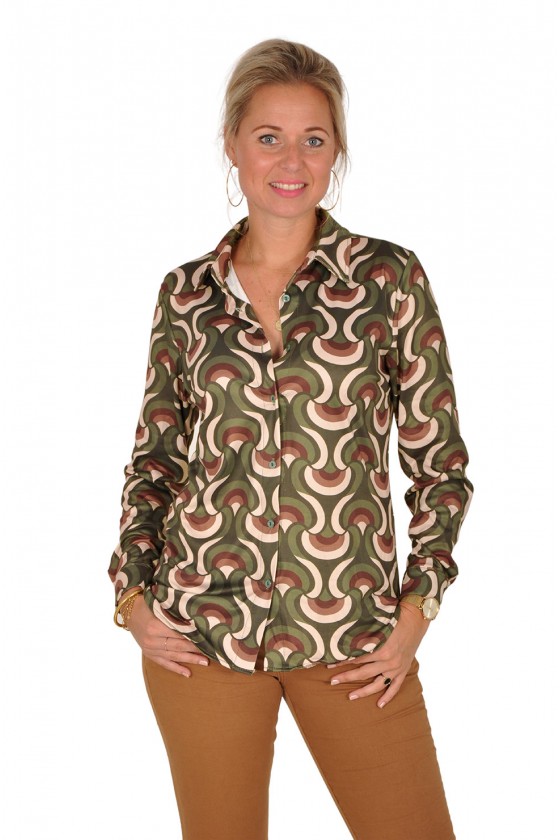 Soft stretch blouse Noli army-bruin