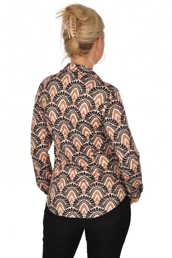 Soft stretch blouse Selina ivoor-zwart