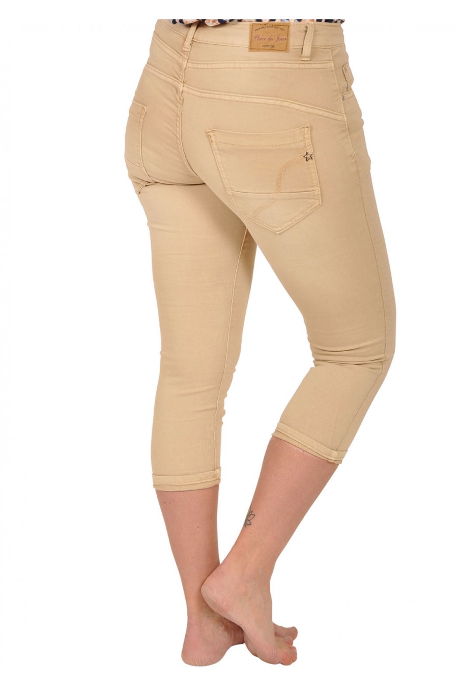 Capri jogjeans Place du Jour beige knoopsluiting Place du Jour