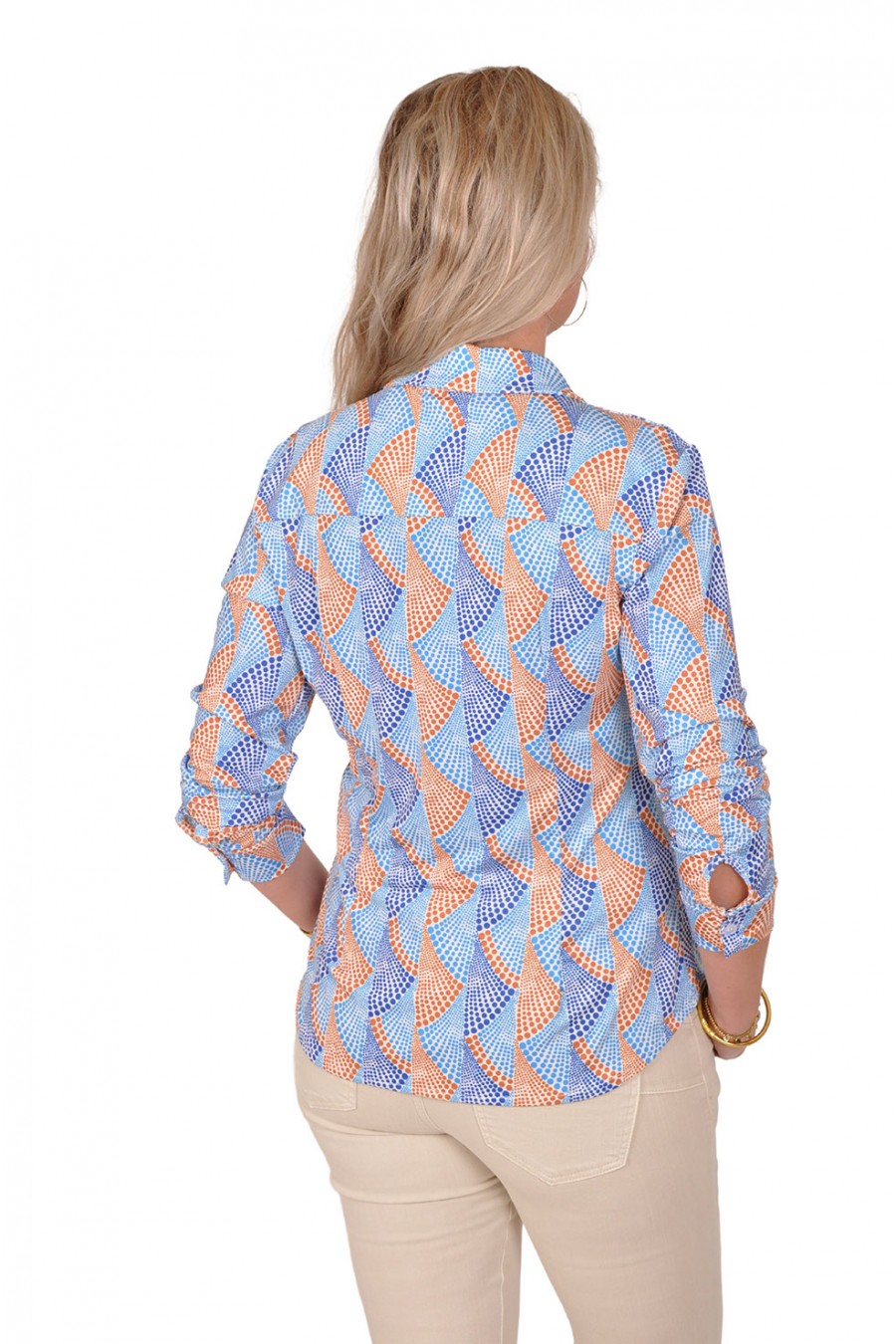 Travelstof blouse Maddy blauw Savinni