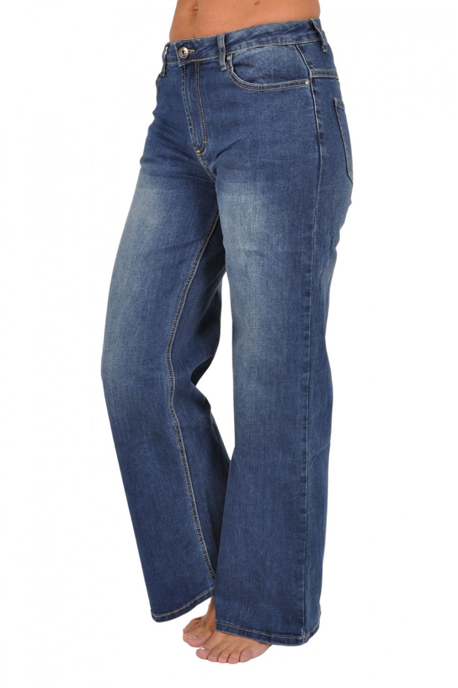 Place du Jour stretch wide leg jeans blauw Place du Jour