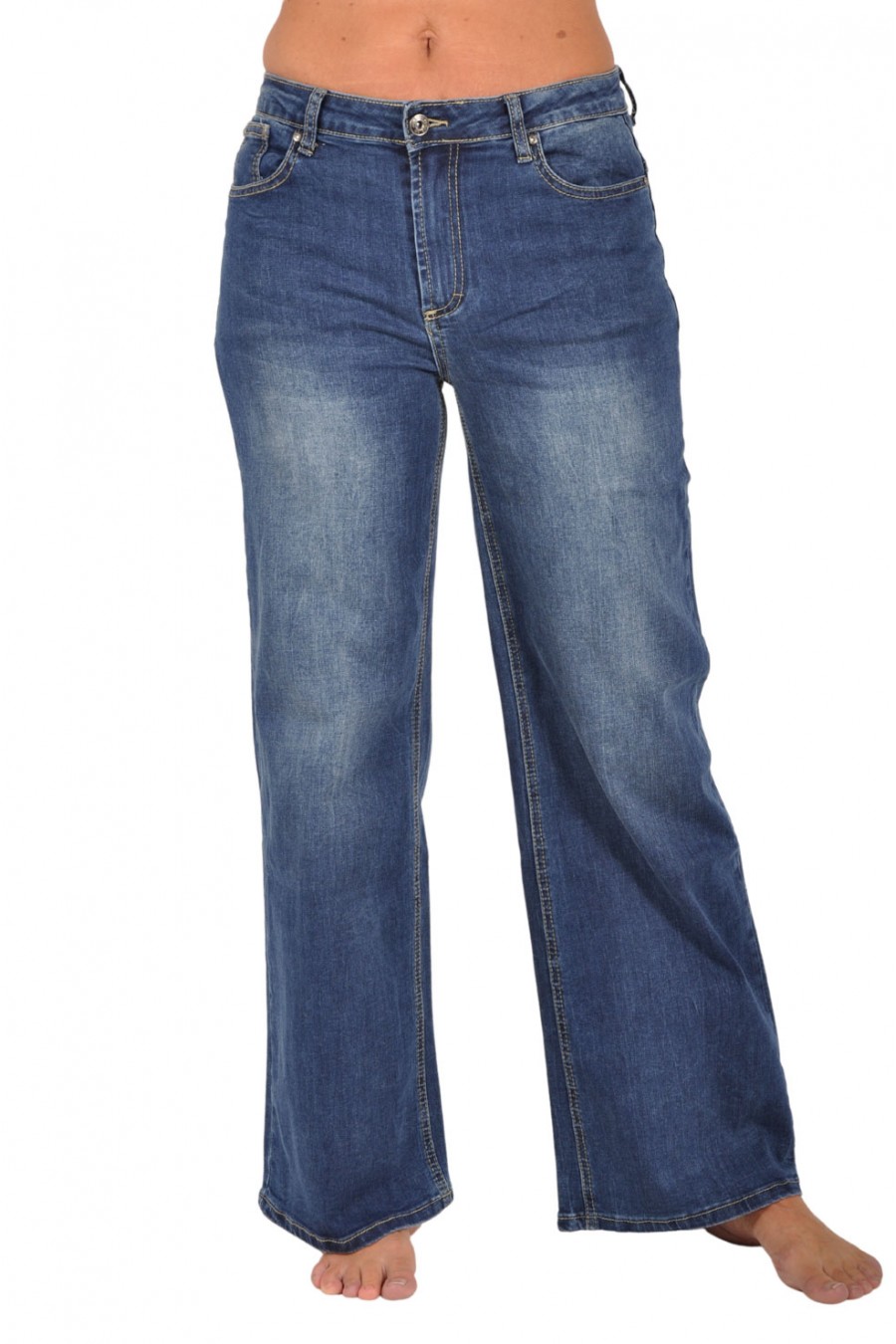 Place du Jour stretch wide leg jeans blauw Place du Jour