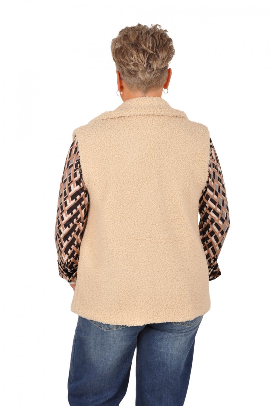 Teddy bodywarmer met kraag beige Savinni