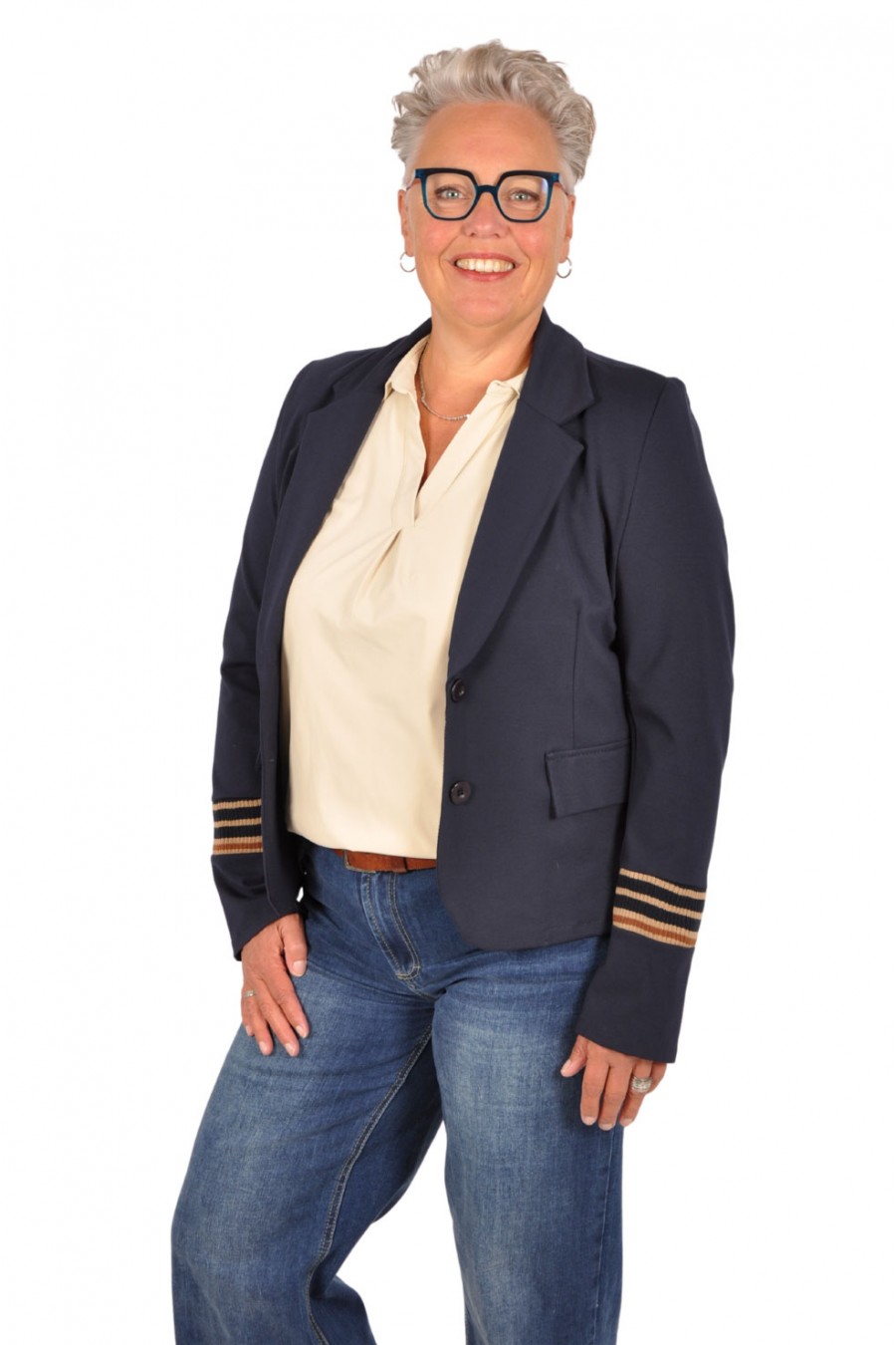 Blazer met gestreepte boorden navy Chastar