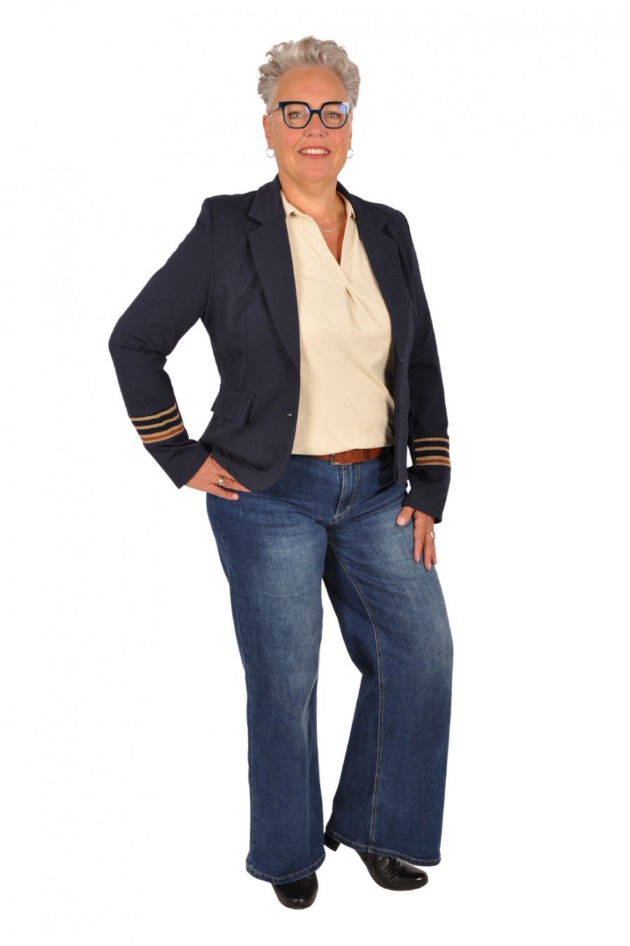 Blazer met gestreepte boorden navy Chastar