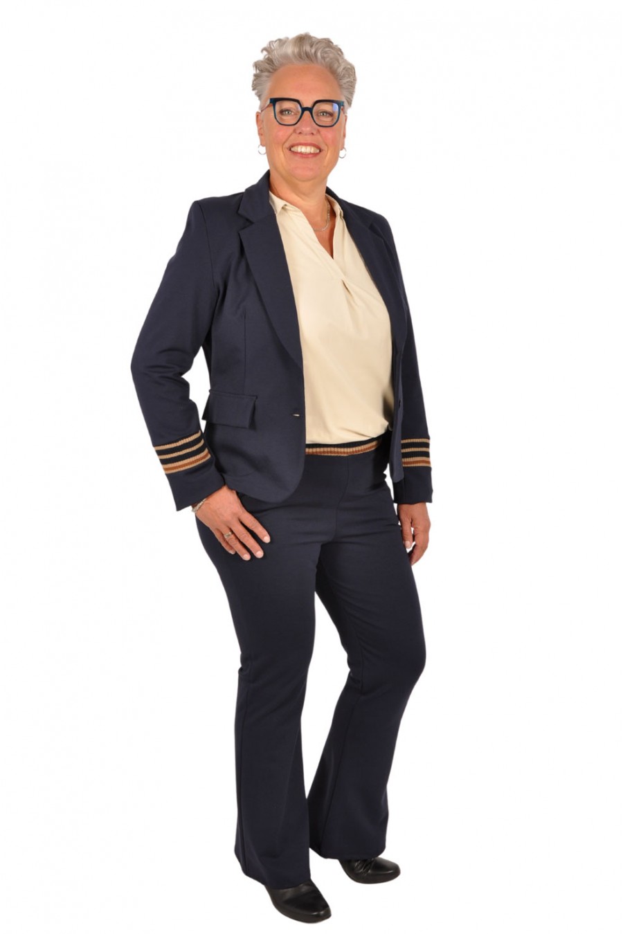 Blazer met gestreepte boorden navy Chastar