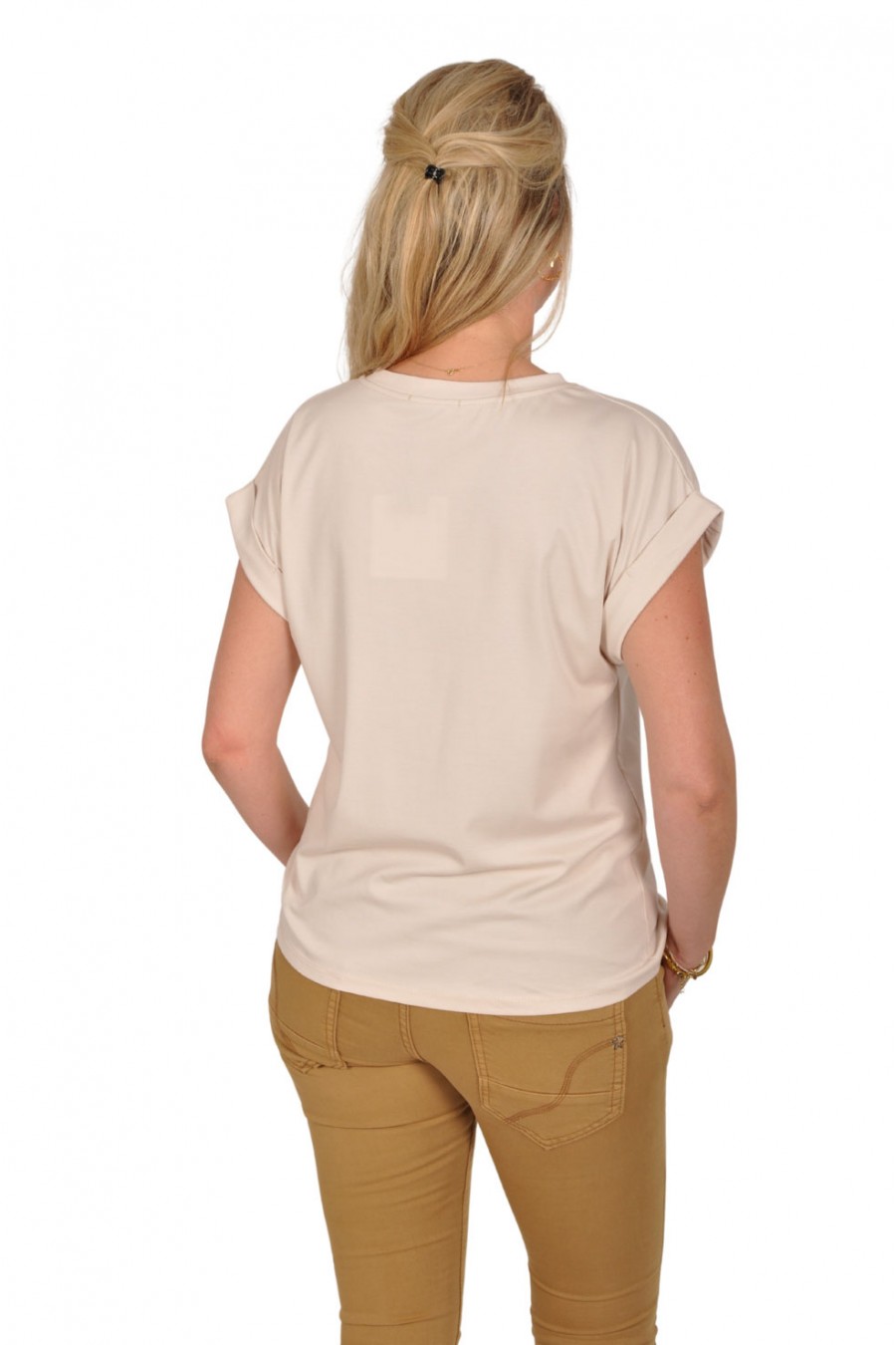 Mooij T-shirt omslagmouw zand-roze Mooij