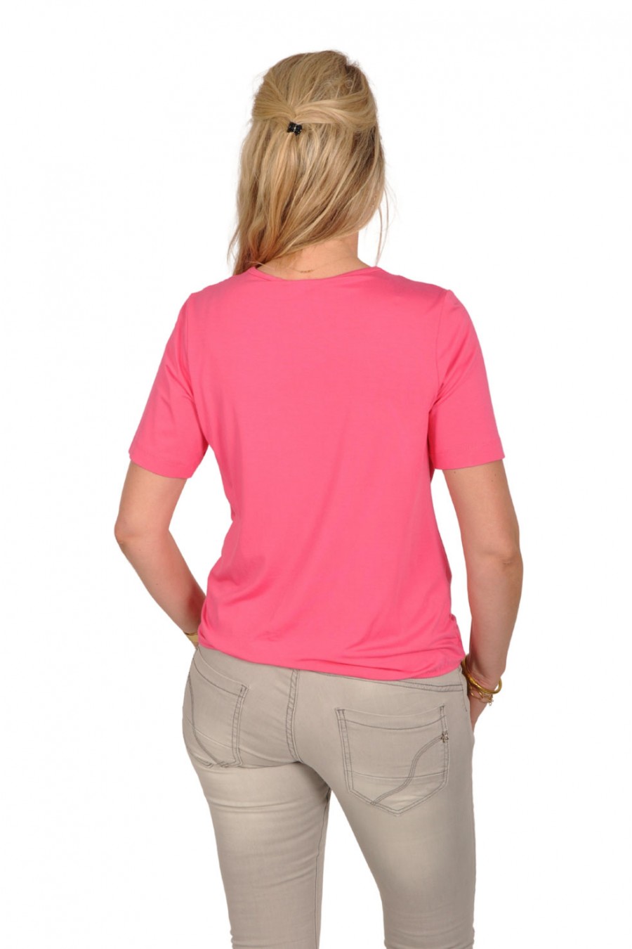 Mooij overslag V-hals top roze Mooij