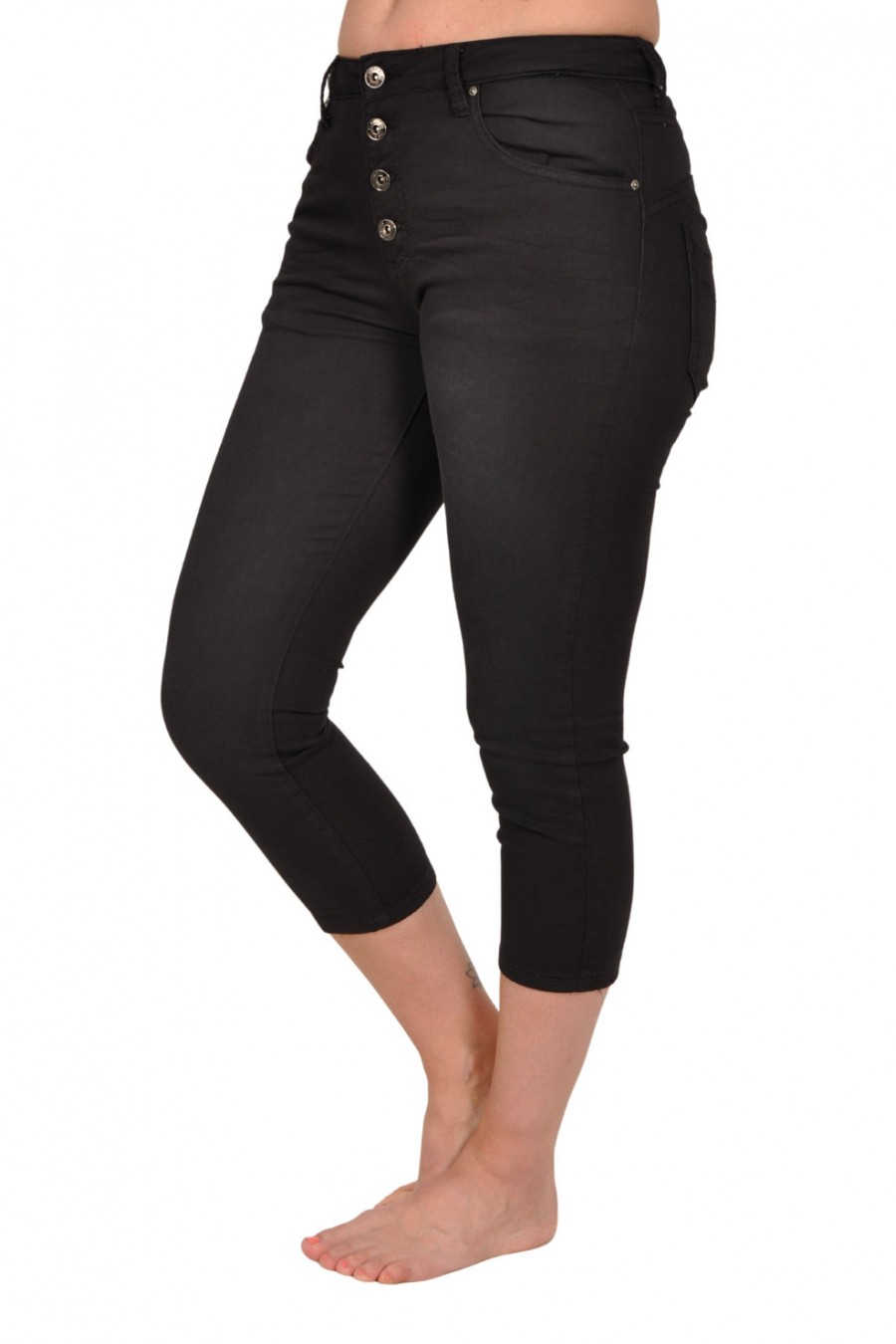 Capri jogjeans Place du Jour zwart knoopsluiting Place du Jour