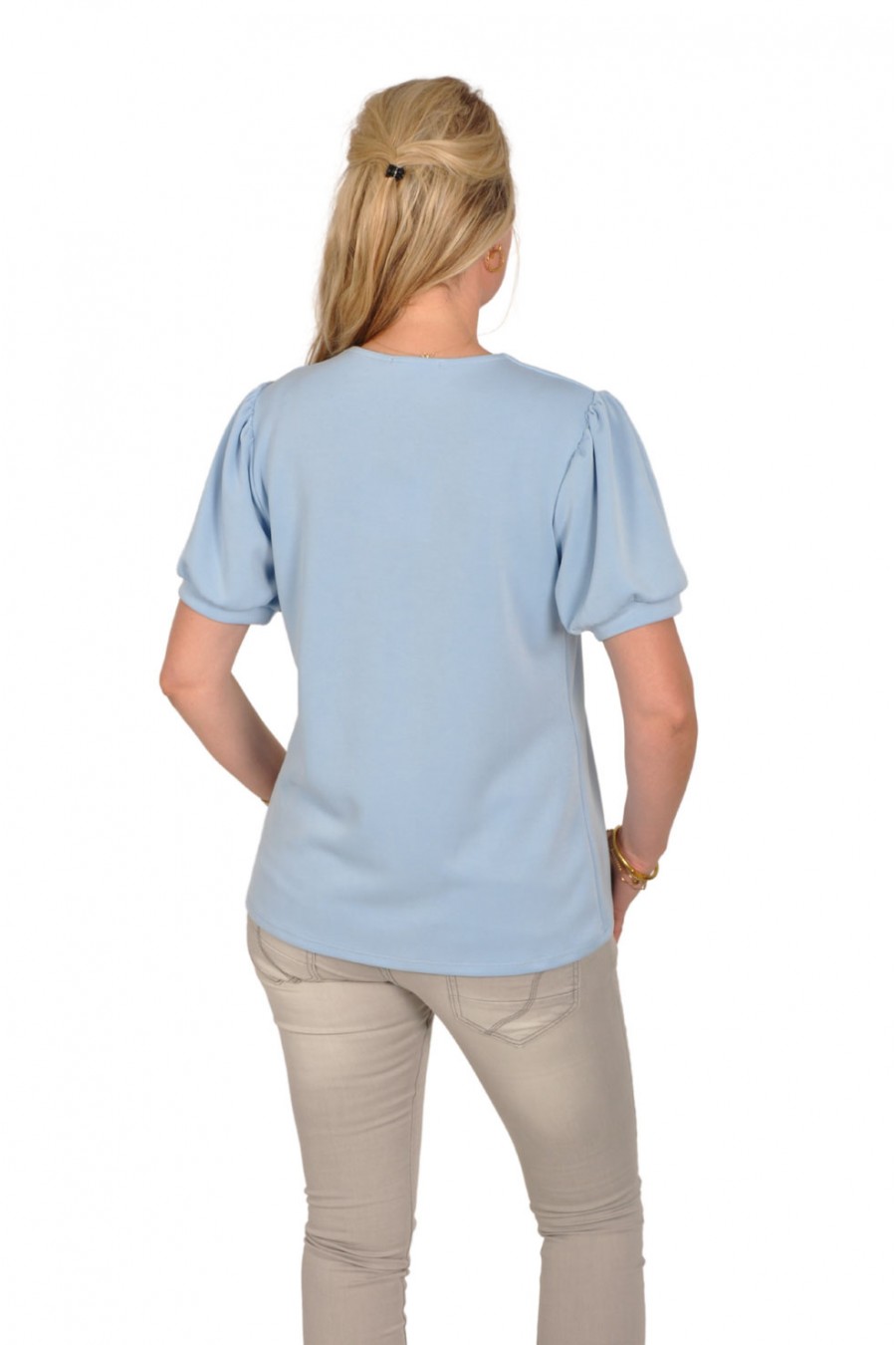 Mooij ultra soft V-hals top pearl blue Mooij