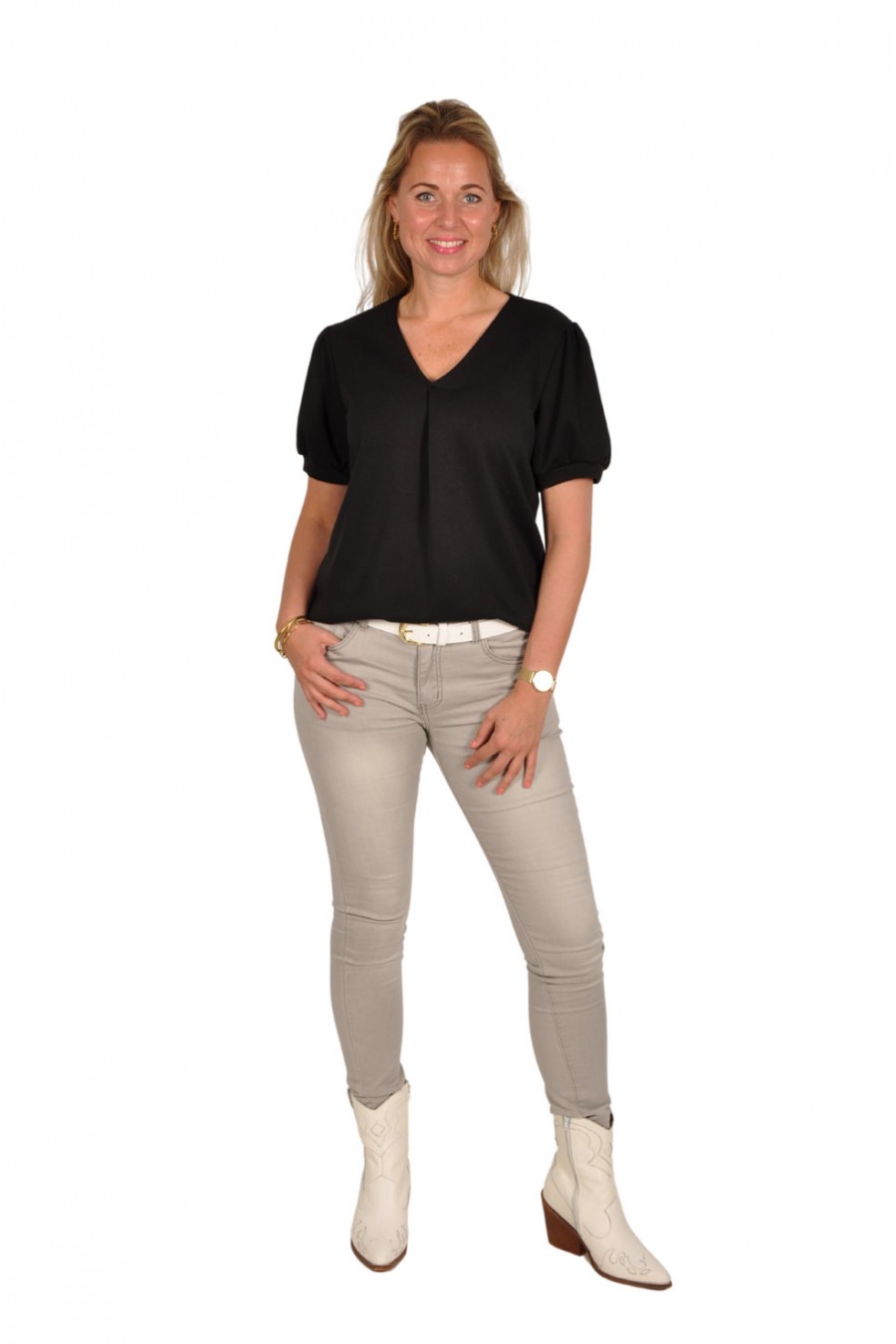 Mooij ultra soft V-hals top zwart Mooij