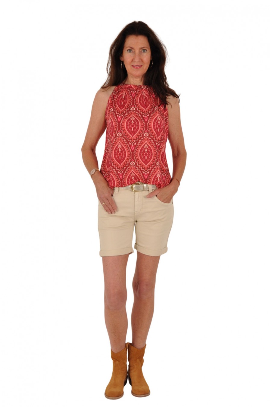 Haltertop Rosa roze-koraal Italia Moda