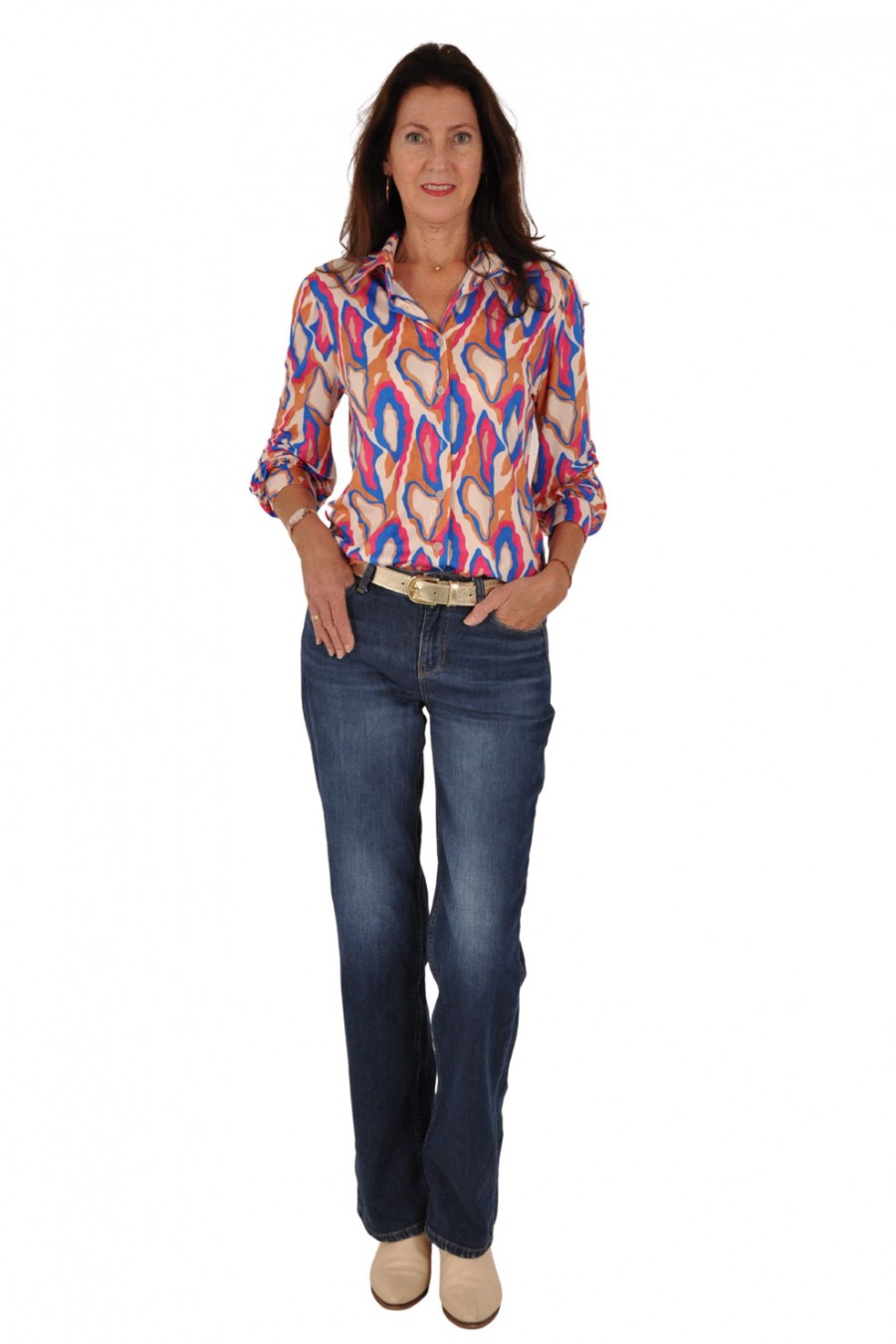 Soft stretch blouse Kim kobalt-fuchsia Savinni Soft stretch blouse Kim kobalt-fuchsia Savinni