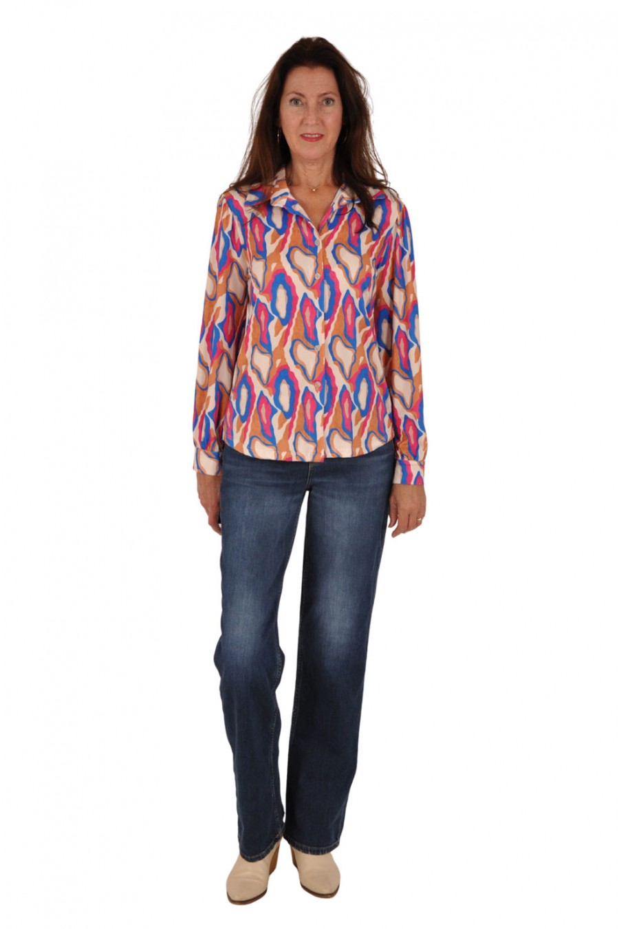 Soft stretch blouse Kim kobalt-fuchsia Savinni