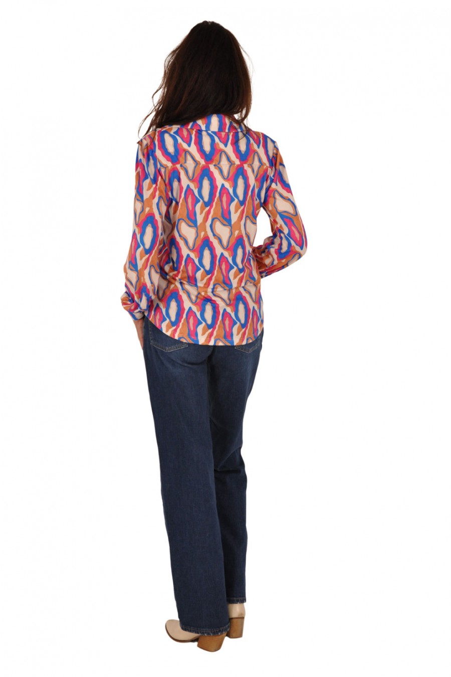Soft stretch blouse Kim kobalt-fuchsia Savinni