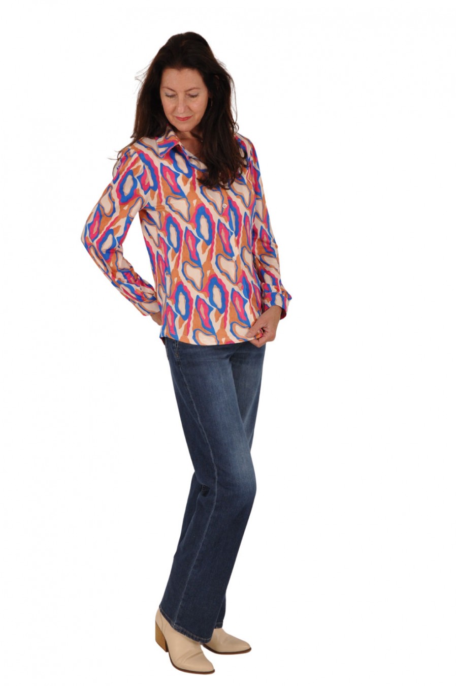 Soft stretch blouse Kim kobalt-fuchsia Savinni