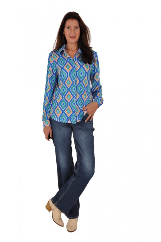 Soft stretch blouse Lis kobalt-camel Savinni