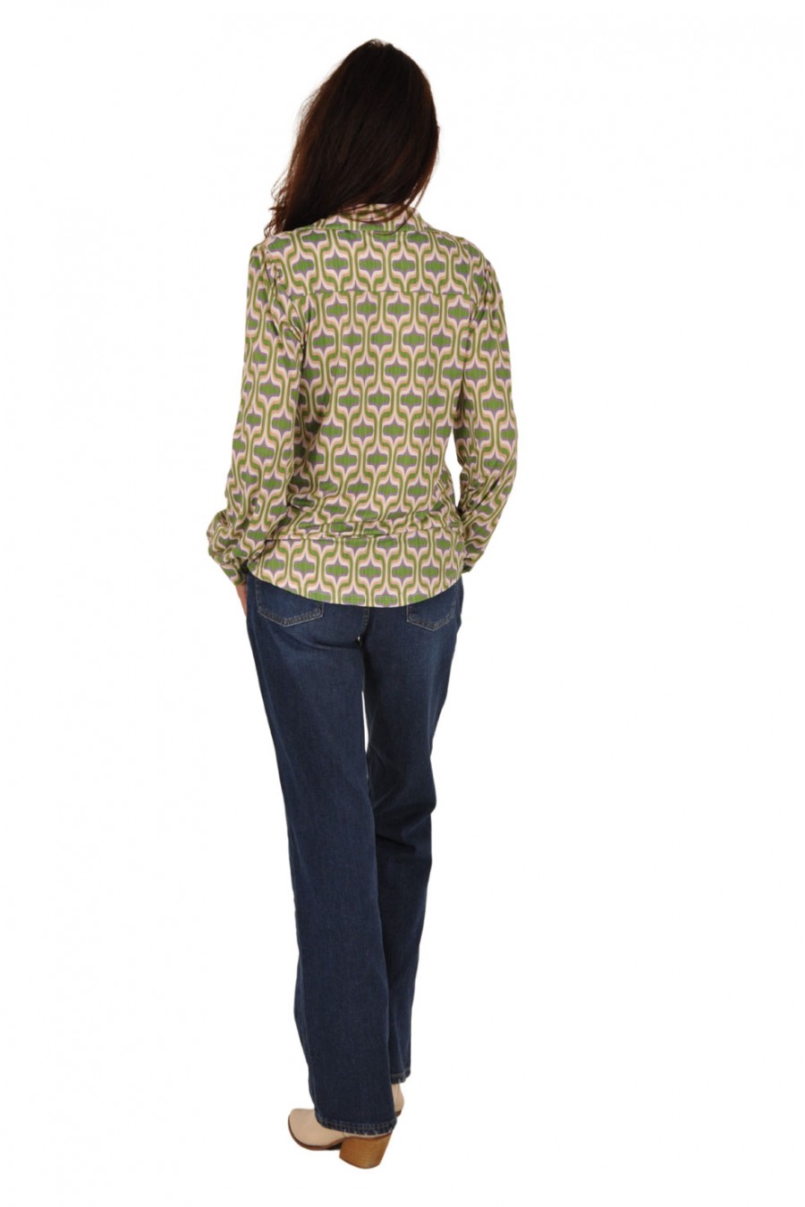 Soft stretch blouse Yasmin groen-lavendel Savinni