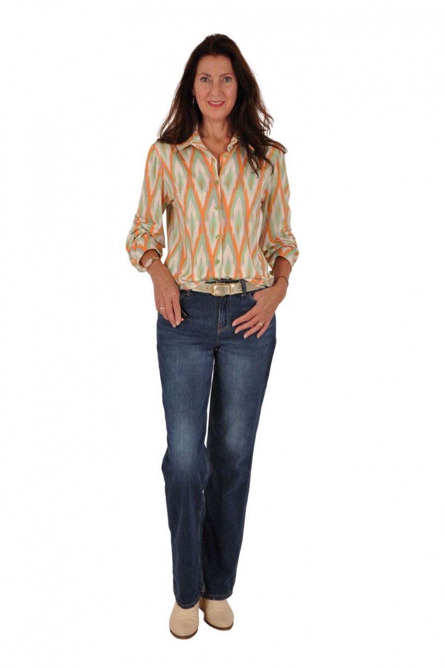 Soft stretch blouse in pastel tinten Savinni