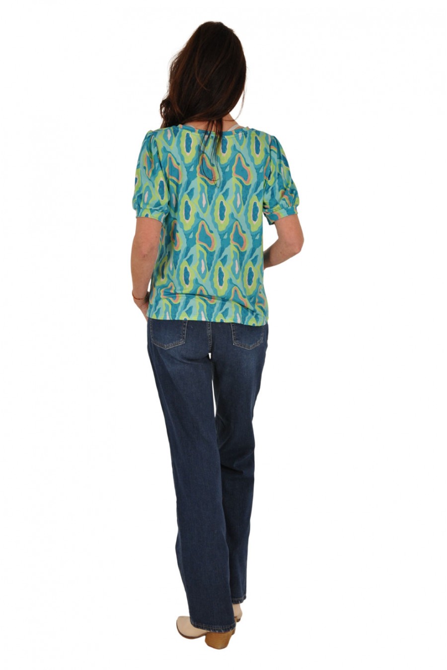 Soft V-hals top Solei blauwtinten Savinni