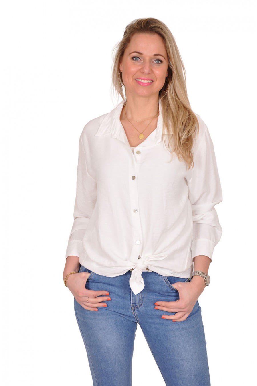 Pearl look blouse 2-way style wit Gemma Ricceri