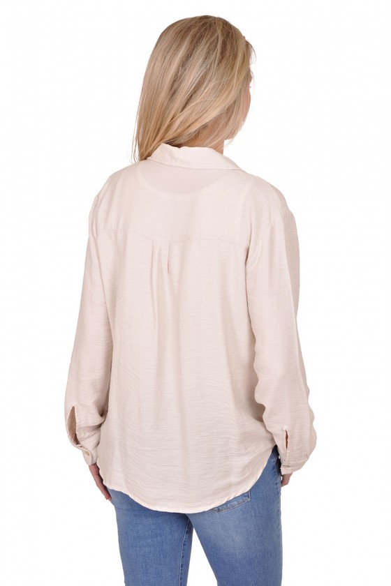 Pearl look blouse 2-way style beige Gemma Ricceri