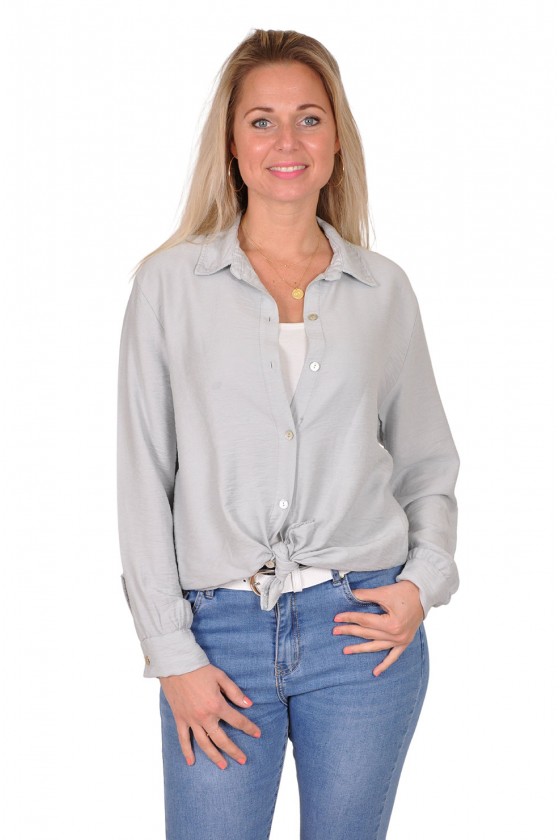 Pearl look blouse 2-way style muisgrijs Gemma Ricceri