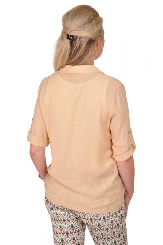 Vera Jo blouse met ophaalmouwen Summer beige Vera Jo