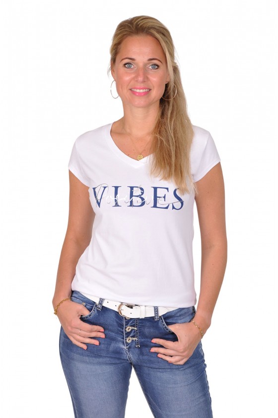 Savinni T-shirt Vibes wit-navy