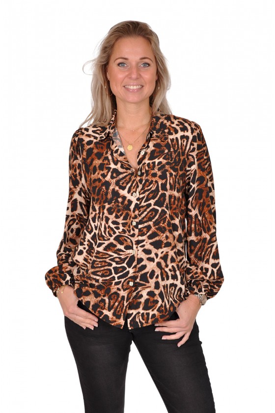 Animal print blouse met pofmouwen Gemma Ricceri