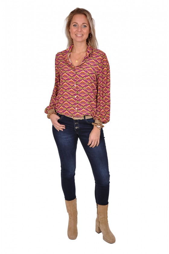 Gemma Ricceri blouse met elastische manchetten Maddy paars 